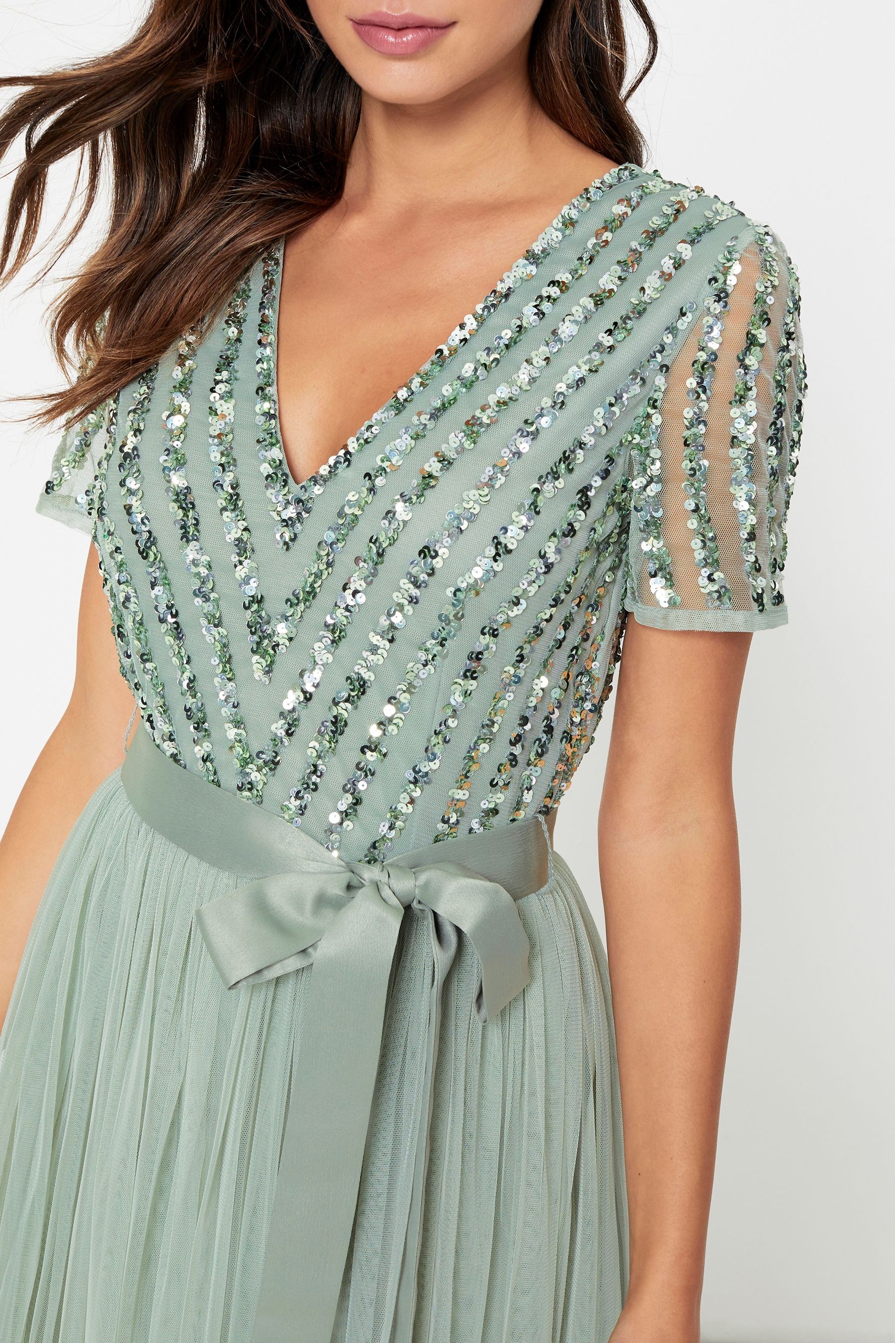 Maya Chevron Sequin Maxi Dress