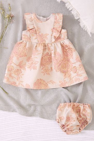 Lipsy Jacquard Frill Dress With Matching Knicker