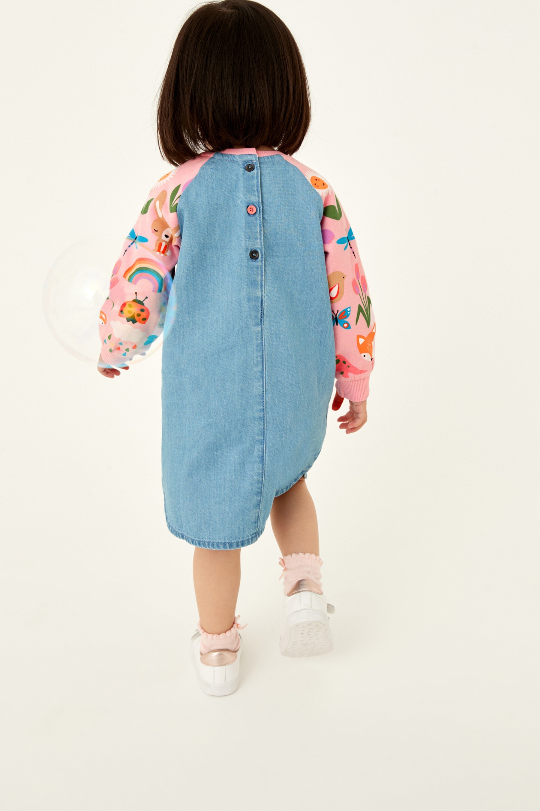 Rainbow Raglan Denim Dress (3mths-7yrs)