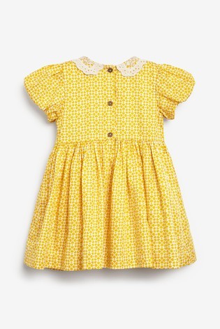 Lace Collar Shirred Cotton Dress (3mths-8yrs)