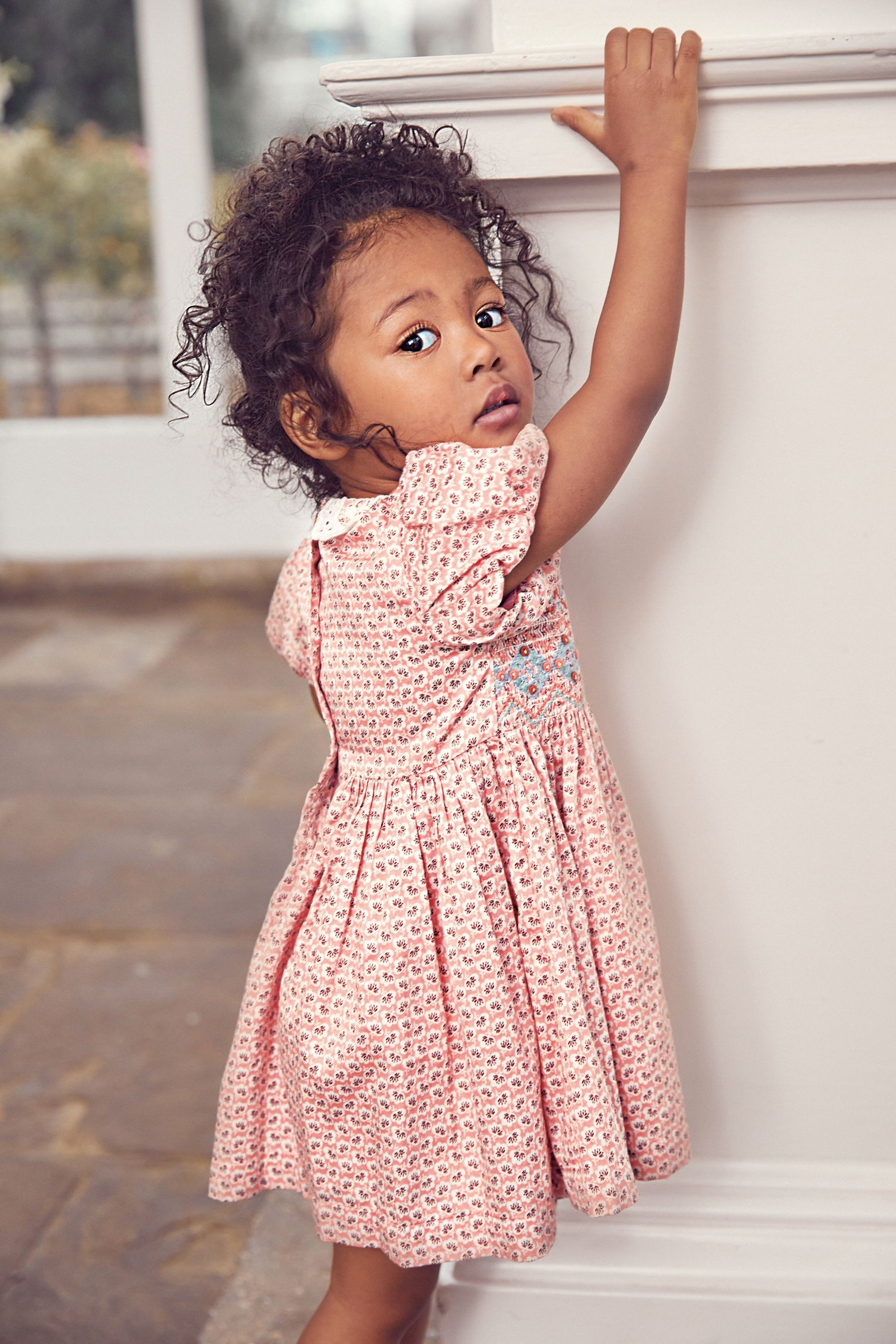 Lace Collar Shirred Cotton Dress (3mths-8yrs)