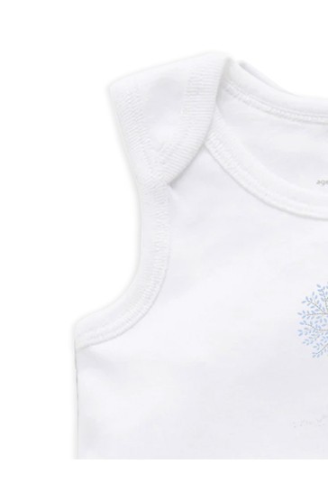 Purebaby Blue Organic Cotton Singlet Bodysuits 2 Pack