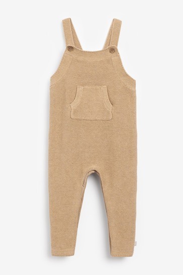 The Little Tailor Caramel Knitted Baby Dungarees