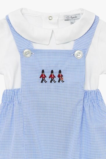 Trotters London Blue Gingham Little Guardsman Romper