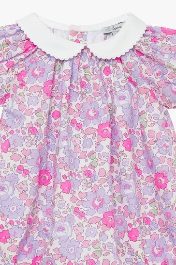 Trotters London Lilac Purple Liberty Print Little Florence Cotton Bubble Romper