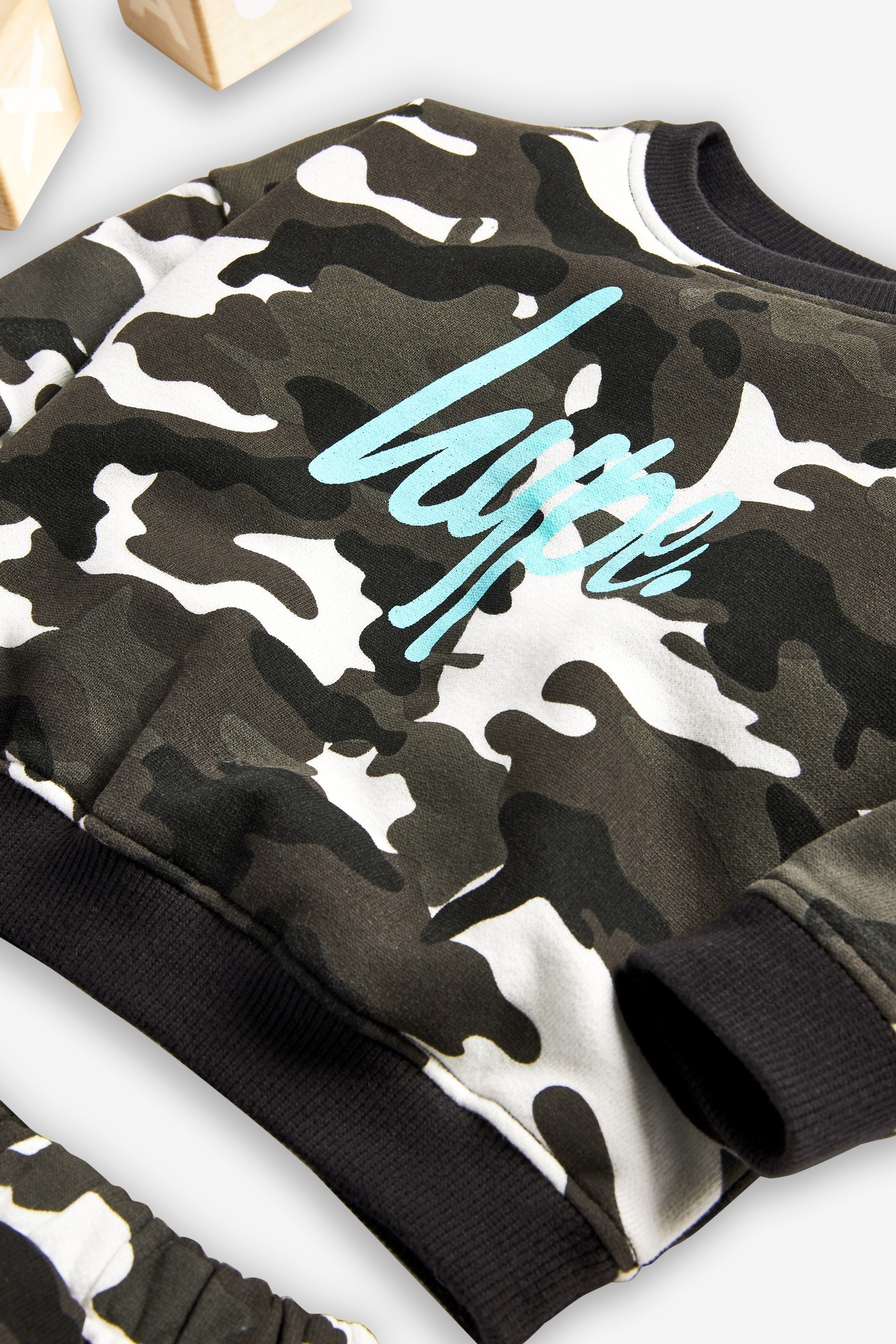 Hype. Baby Black Camo Sweat Top And Joggers Set