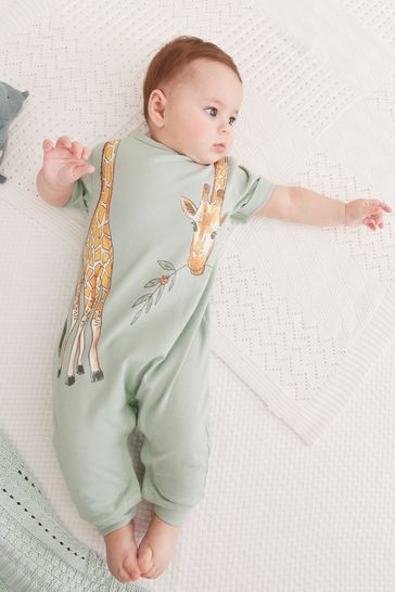 FatFace Baby Green Crew Giraffe Romper