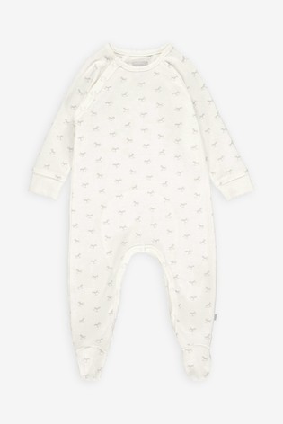 The Little Tailor Cream Jersey Print Rocking Horse Sleepsuit