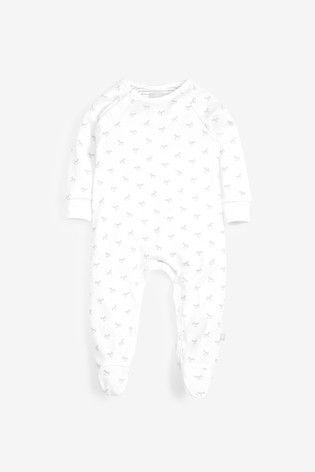 The Little Tailor White Jersey Print Rocking Horse Sleepsuit