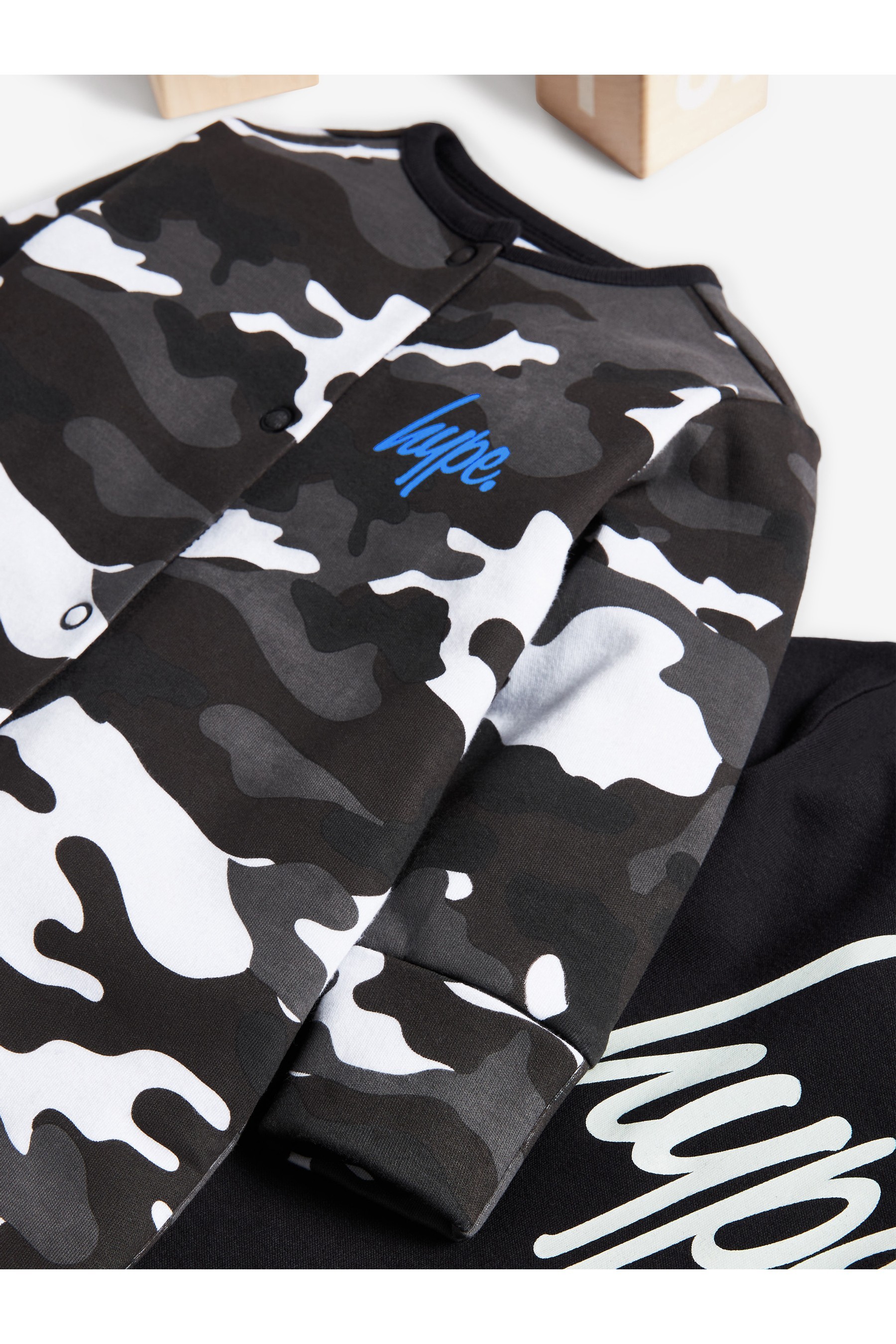 Hype. Baby Black Camo Sleepsuits 2 Pack