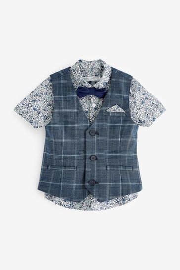 Check Fabric (3mths-9yrs) Waistcoat, Shirt & Short Set