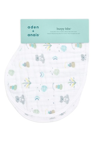 Aden + Anais White Cotton Muslin Now + Zen Burpy Bibs 2 عبوة