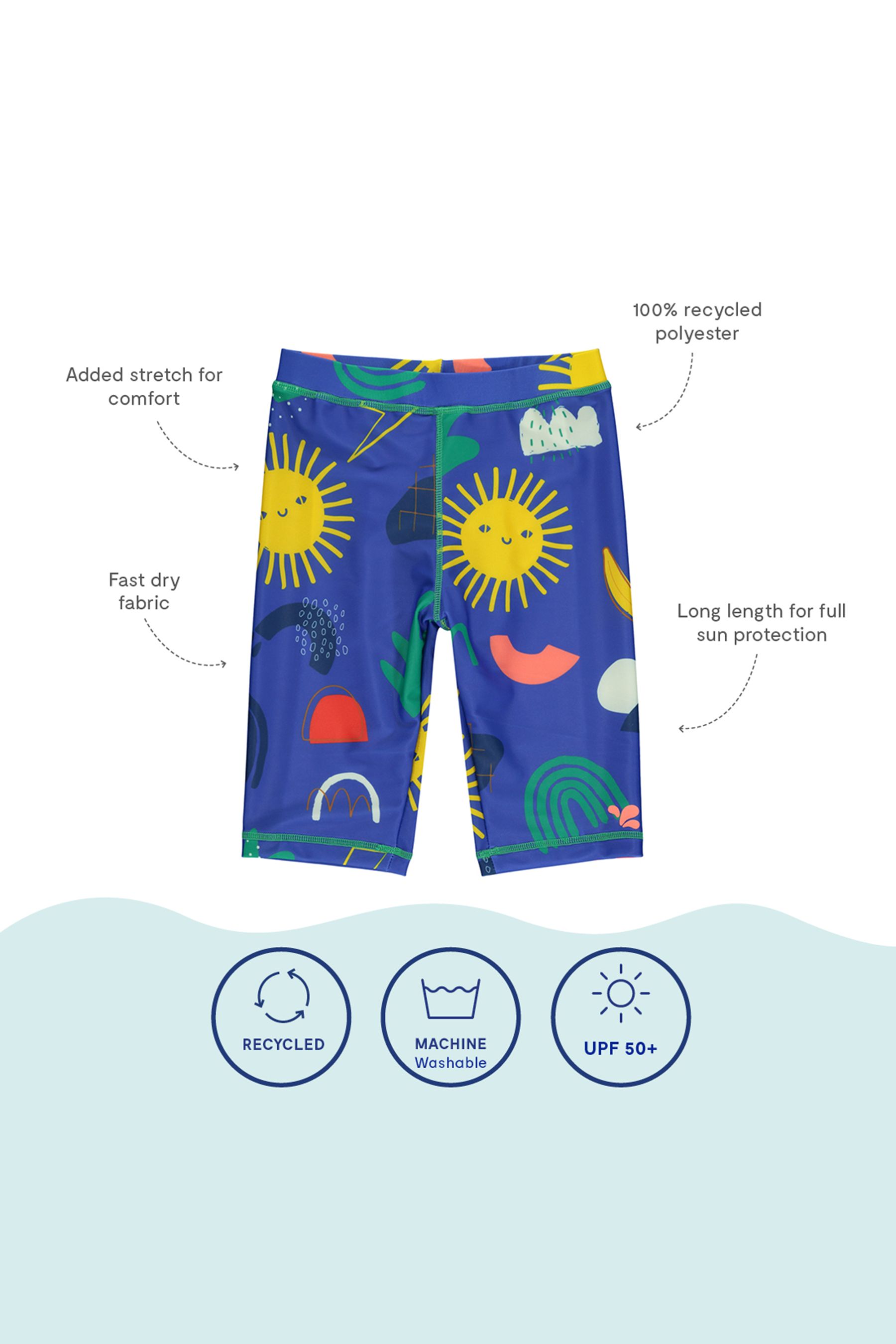 Muddy Puddles Girls Blue UV Protective Long Shorts