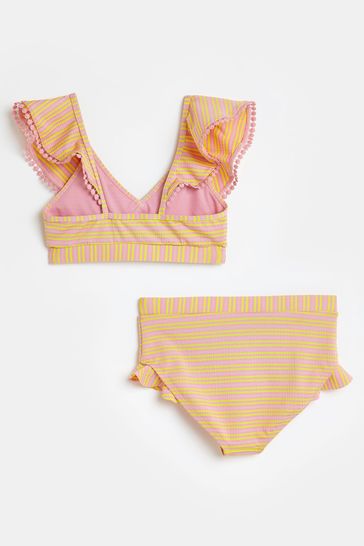 River Island Pink Light Og Textured Stripe Bikini