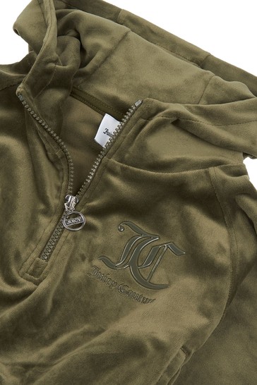 Juicy Couture Green Velour Quarter Zip Hoodie