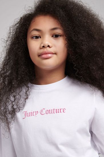 Juicy Couture White Boxy Quarter Sleeve T-Shirt