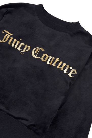 Juicy Couture Black Juicy Velour Crew Sweater