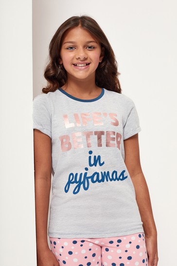 Harry Bear Short Sleeve Printed Slogan Pyjama