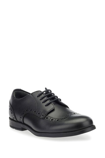 Start-Rite Vegan Brogue Snr Black Lace-Up Shoes