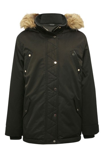 Kylie Black Teen Parka Coat