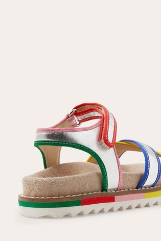 Boden Silver Metallic Rainbow Sandals