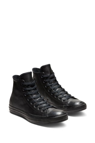 Converse Black Leather High Top Trainers