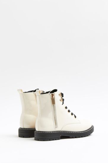 River Island Cream Og Lace Up Boots