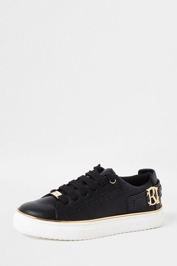 River Island Black Og Ri Buckle Plim Shoes