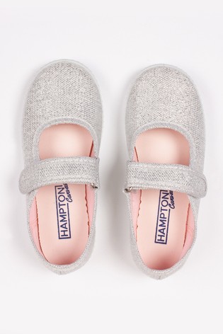 Trotters London Silver Martha Canvas Shoes