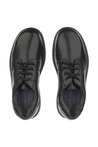 Start Rite Isaac Black Leather Lace Up School Shoes Wide Fit