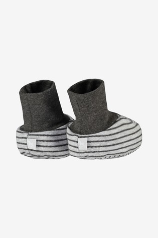 The Little Tailor Grey Rocking Horse Jersey Booties