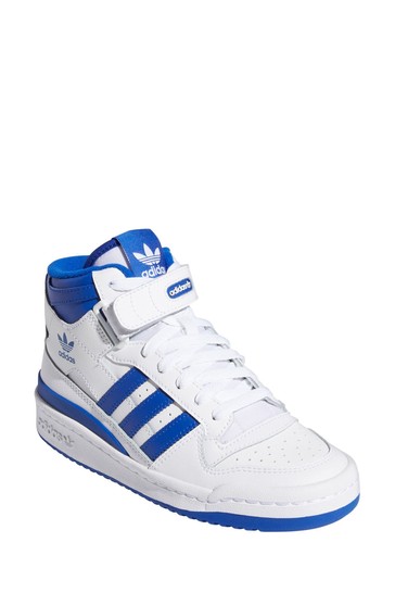 adidas Originals White Forum Mid Youth Lace Trainers