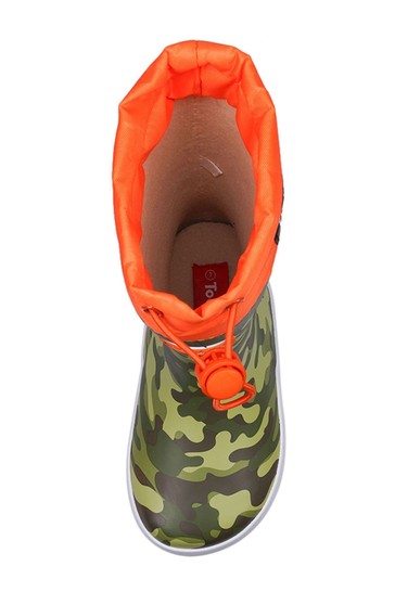 ToeZone Orange Tie Top Camo Wellies