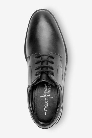 Leather Plain Front Lace-Up Shoes