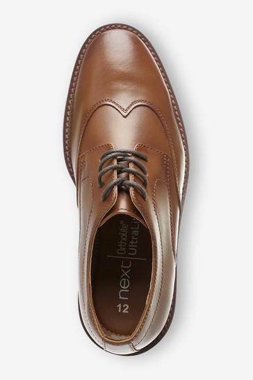 Leather Lace-Up Wing Cap Shoes