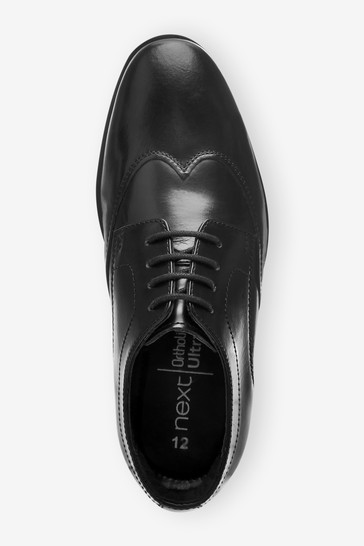 Leather Lace-Up Wing Cap Shoes