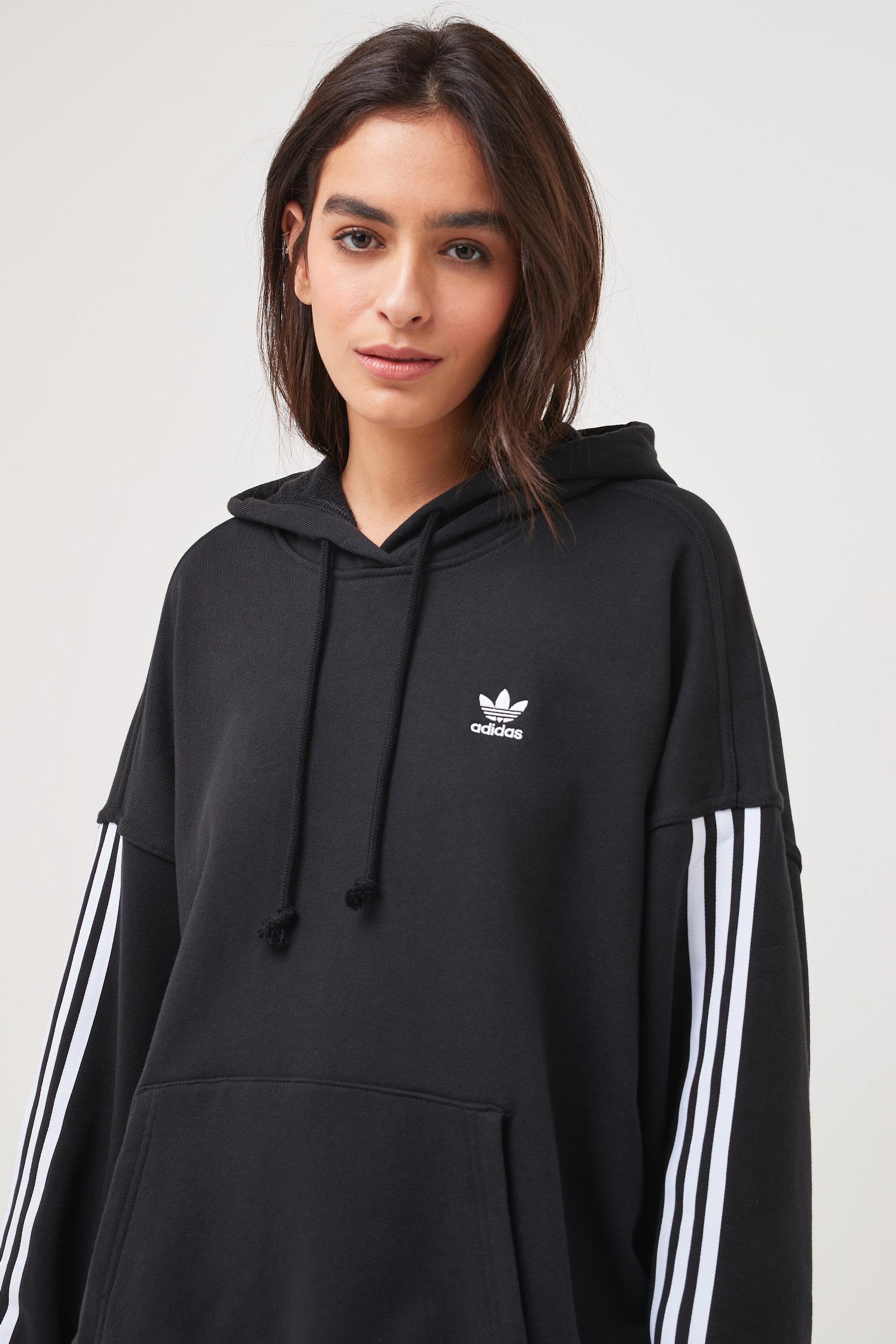 adidas Originals Longline 3 Stripe Hoodie