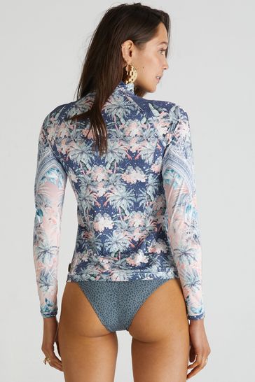 Aqua Blu Floral Haylay Rash Guard