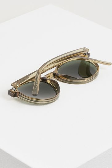 Oliver Bonas Small Green Preppy Round Sunglasses