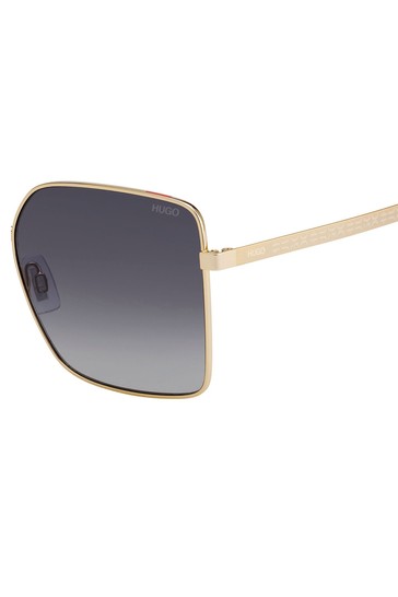 HUGO Oversized Gold Sunglasses