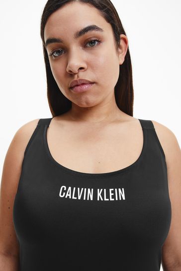 مايوه قطعة واحدة سوداء مكثفة من Calvin Klein