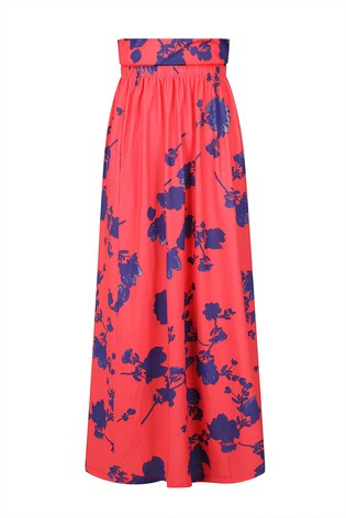 HotSquash Red Roll Top Maxi Skirt