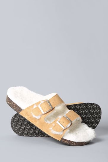 Animal Yellow Warm Lined Sliders