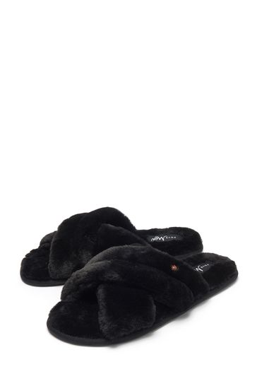 Pour Moi Faux Fur Crossover Slider Slipper