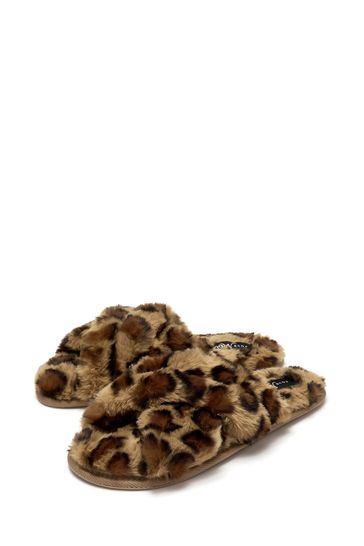 Pour Moi Faux Fur Crossover Slider Slipper