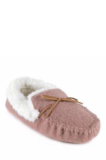 Totes Ladies Felt Moccasin Slippers