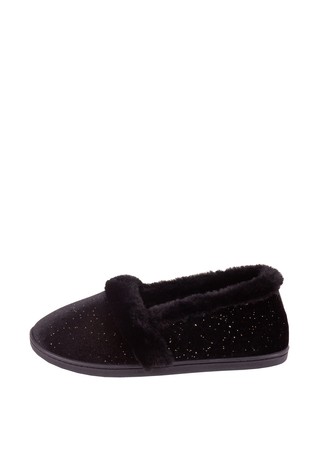 Totes Sparkle Velour Full Back Slipper