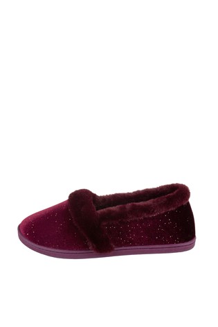 Totes Sparkle Velour Full Back Slipper