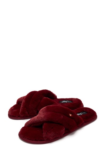 Pour Moi Faux Fur Crossover Slider Slipper