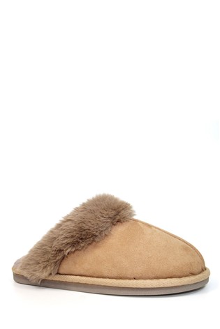 Lunar Brown Ladies Mule Slippers